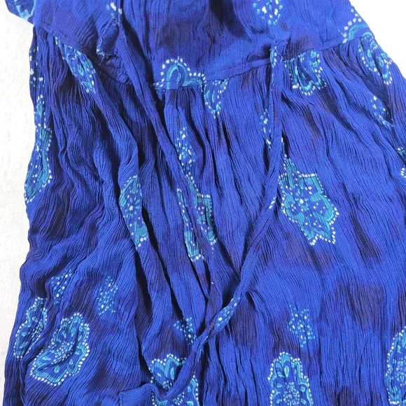 MPH Vintage Boho Hippie Dress Women's Size Large Blue Floral Long - Picture 8 of 8